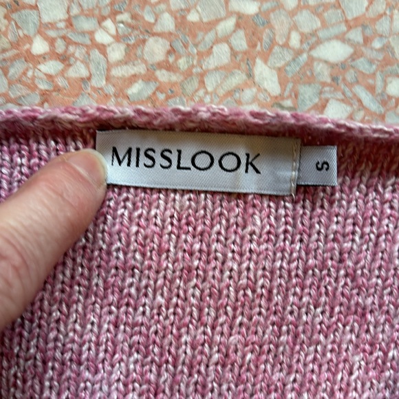 MISSLOOK Cardigan Sweater Pink/white marble knit Size-Small - Picture 7 of 10